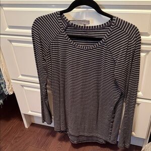 lululemon athletica Black and White Striped Long Sleeve Top